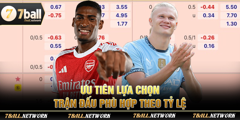 Ưu tiên lựa chọn trận đấu phù hợp theo tỷ lệ